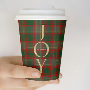 Festive Buffalo Plaid 3 Photos collage Christmas Paper Cups