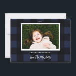 Festive Buffalo Plaid Navy Hanukkah Holiday Photo<br><div class="desc">Festive buffalo check pattern with editable colour; 
Photo(s) courtesy of Leeds Wedding Photographer,  John Hope. Visit him at http://www.johnhopephotography.com</div>