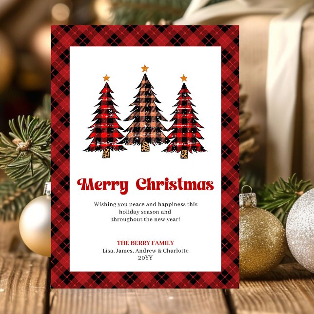 Festive Buffalo Plaid Trees Holiday Greeting Card (Festive Buffalo Plaid Trees Holiday Greeting Card)