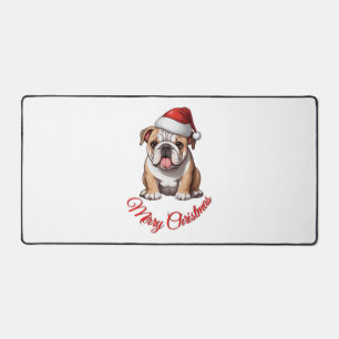 Festive Bulldog Merry Christmas Classic T-Shirt Desk Mat