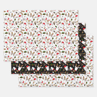 Festive Bullies on white wrapping paper