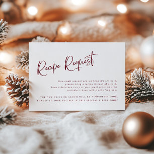 Festive Burgundy Bridal Shower Recipe Request Card