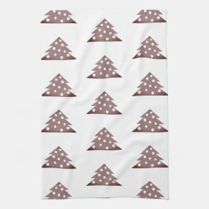 Festive Burgundy Christmas Tree Pattern Holiday  K Tea Towel