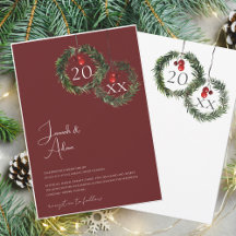 Festive Burgundy Green Winter Christmas Wedding