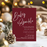 Festive Burgundy Red Baby Sprinkle Invitation