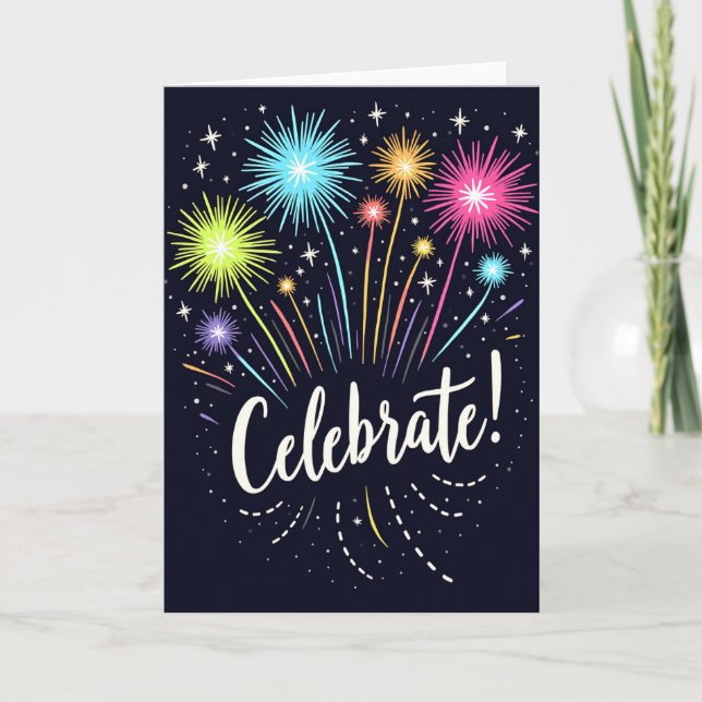 Festive Burst Birthday Card (Front)