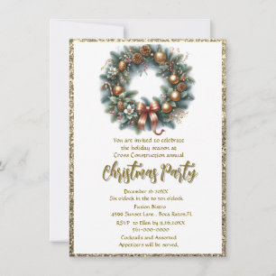 Festive Business Christmas Party Wreath  Invitation