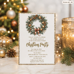 Festive Business Christmas Party Wreath  Invitation