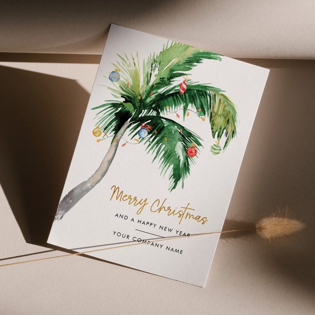 Festive Business Logo Christmas Holiday Palm Tree (Merry Christmas Corporate Logo Holiday Greetings Card)