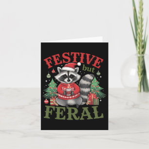 Festive But Feral Racoon Animal Santa Christmas X Card