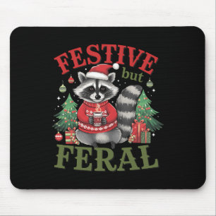 Festive But Feral Racoon Animal Santa Christmas X Mouse Pad