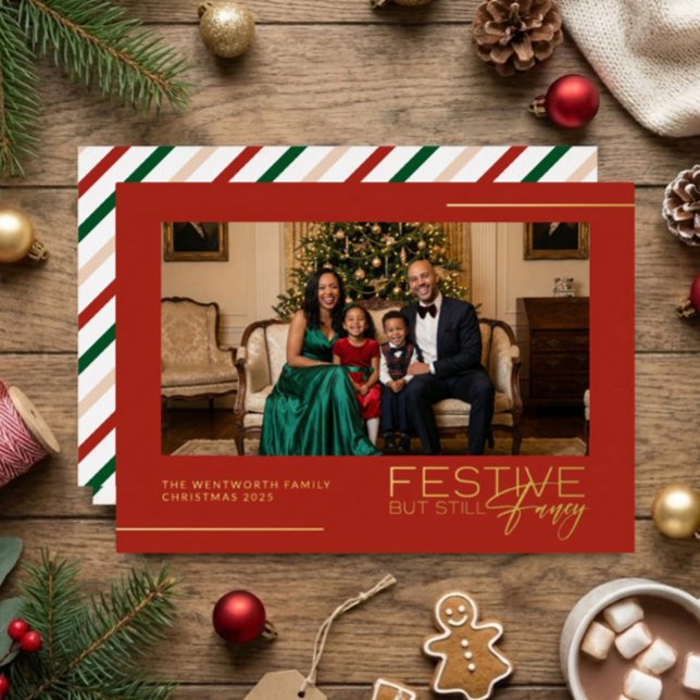 Festive But Still Fancy Photo Foil Christmas Card (Festive But Still Fancy Photo Foil Christmas Card | Chic Photo Family Christmas Card)