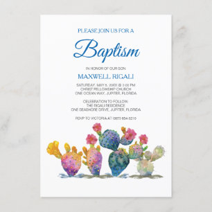Festive Cactus BOY BAPTISM Fiesta Invitation