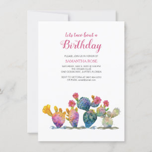 Festive Cactus Fiesta Birthday Invitation