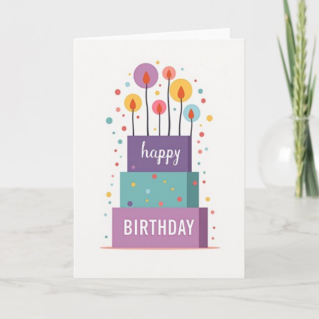 Festive Cake Lights Birthday Card (Front)