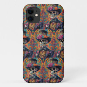 Festive Calaveras Tribute: Sugar Skull Splendour iPhone 11 Case