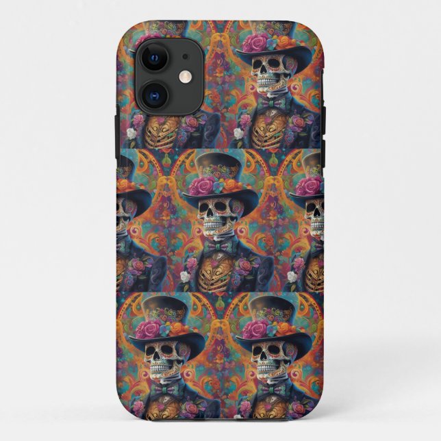 Festive Calaveras Tribute: Sugar Skull Splendour Case-Mate iPhone Case (Back)