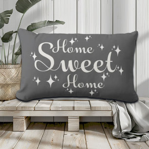 Festive Calligraphy and Stars 'Home Sweet Home' Lumbar Cushion