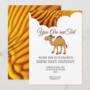 Festive Camel Editable Invite Girl Boy 1st Birt