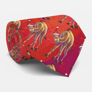 Festive Camel Pattern On Red Tie