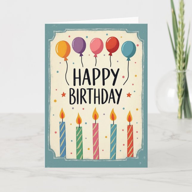 Festive Candle Stripes Card (Front)