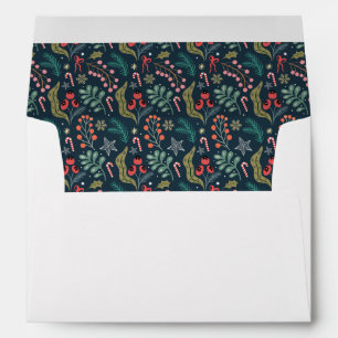 Festive Candy Cane and Holly Pattern Envelope