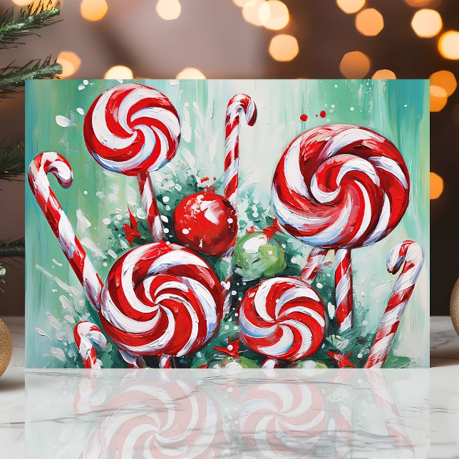 Festive Candy Cane and Peppermint Christmas Holiday Card (Creator Uploaded)