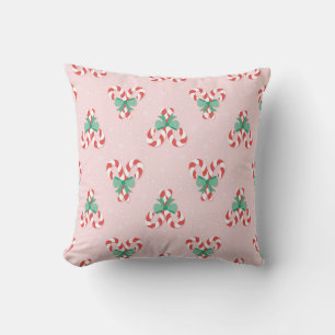 Festive Candy Cane Bows Cushion