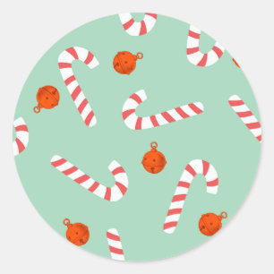 Festive Candy Cane Envelope Seal Round Stickers