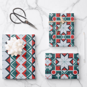 Festive Candy Cane & Gingerbread Holiday Wrapping Paper Sheet