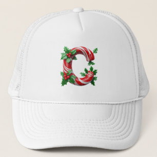 Festive Candy Cane Letter Trucker Hat