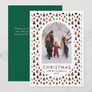 Festive Candy Cane Pattern Christmas family photo Holiday Card