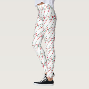 Festive Candy Cane Pattern Holiday Leggings