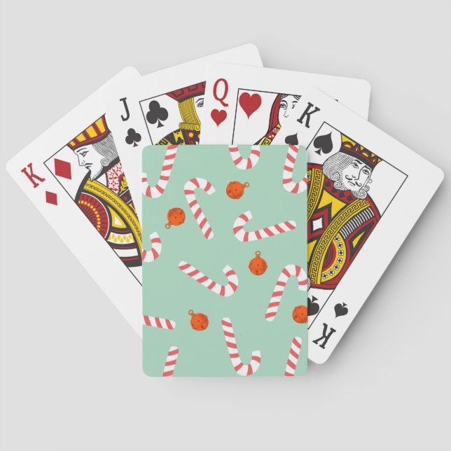 Festive Candy Cane Playing Cards (Back)
