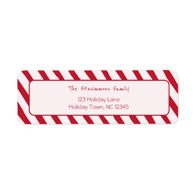 Festive Candy Cane Stripe Christmas Return Address Label (Front)