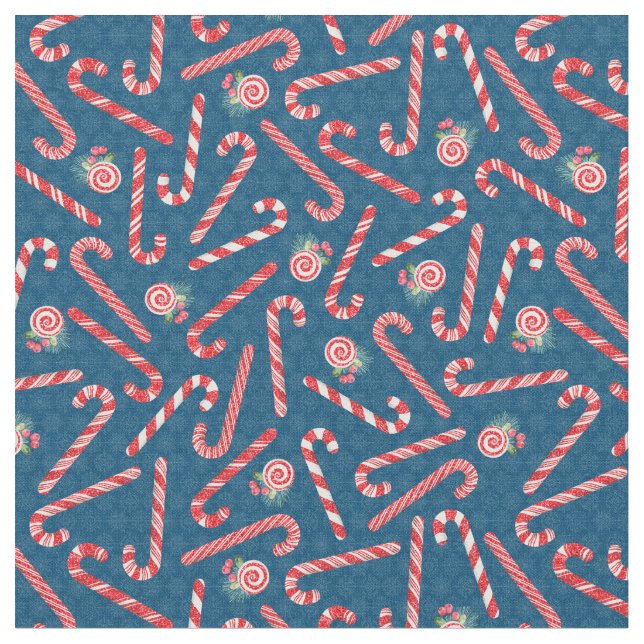 Festive Candy Canes Fabric (Close Up)