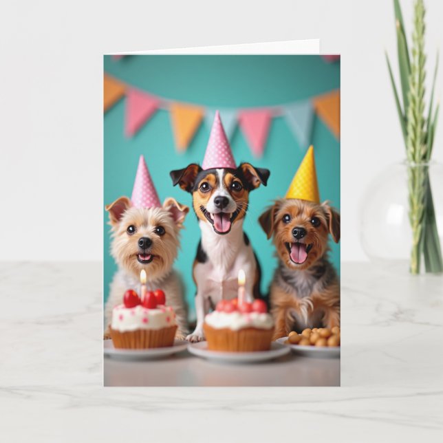 Festive Canine Cupcake Card (Front)