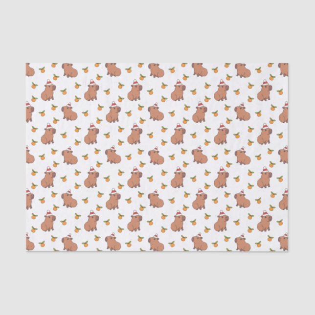Festive Capybara Christmas Holiday Tissue Paper (Front)