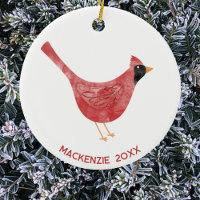 Festive Cardinal Bird Watercolor Personalised Year