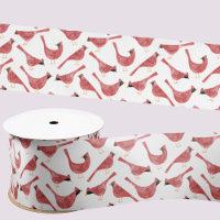Festive Cardinal Bird Watercolor Red and White