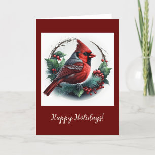Festive Cardinal Folded Holiday / Christmas Card