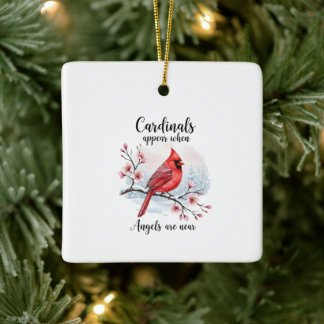 Festive Cardinals Ceramic Ornament