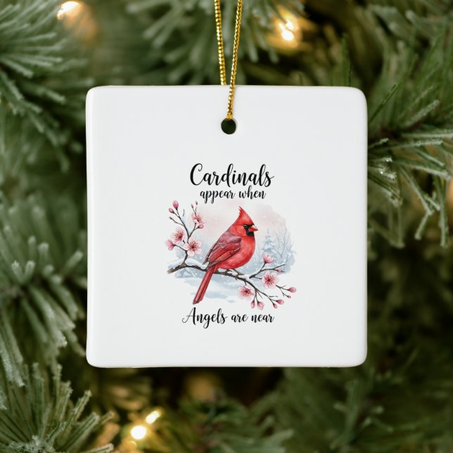 Festive Cardinals Ceramic Ornament (Tree)