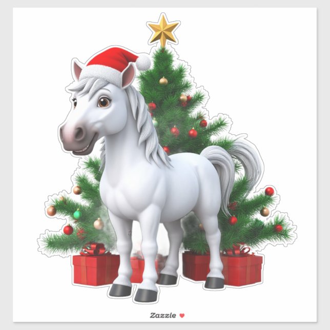 Festive Cartoon Pony in Santa Hat (Sheet)