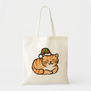 Festive Cat Christmas - Cute Cat in Santa Hat Tote Bag