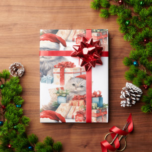 Festive cat Christmas wrapping paper