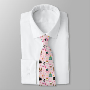 Festive Cat Faces in Holiday Hats Pattern Tie