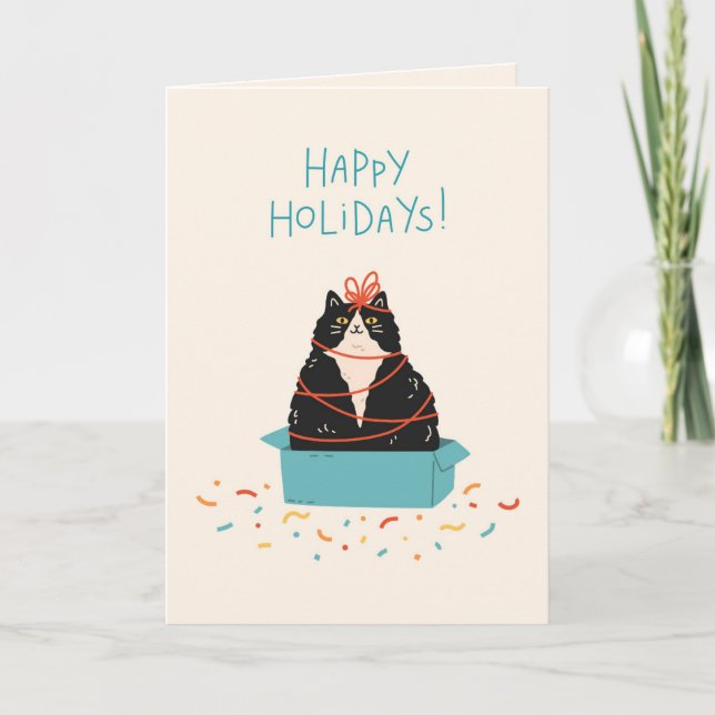 Festive Cat Holiday Card (Front)