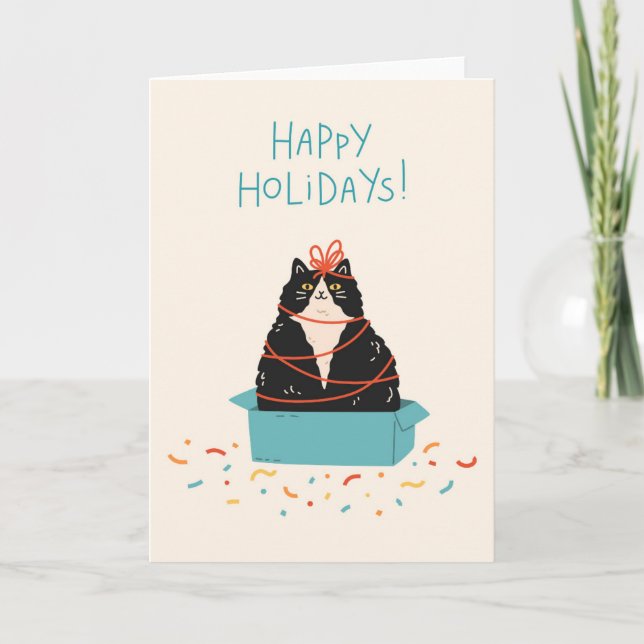 Festive Cat Holiday Card (Front)