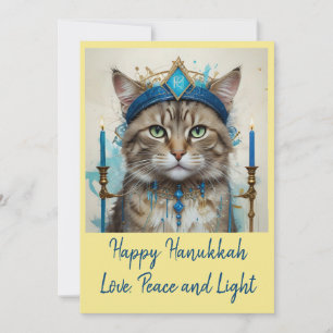 Festive Cat in Disguise Playful Hanukkah Greeting Holiday Card